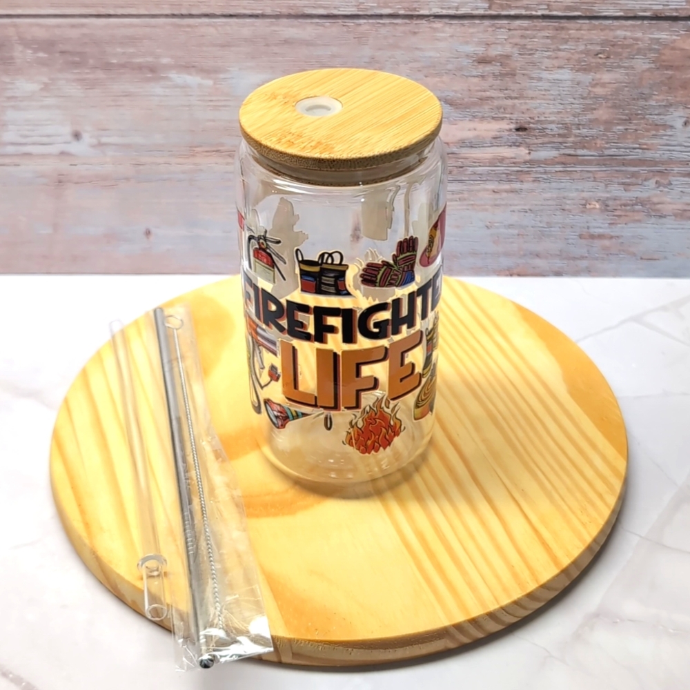 16 oz glass fire fighter life Tumblr